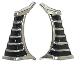 1966 Grille Extensions, Silver/Black, Paintable, Left and Right, CHEVROLET Chevelle